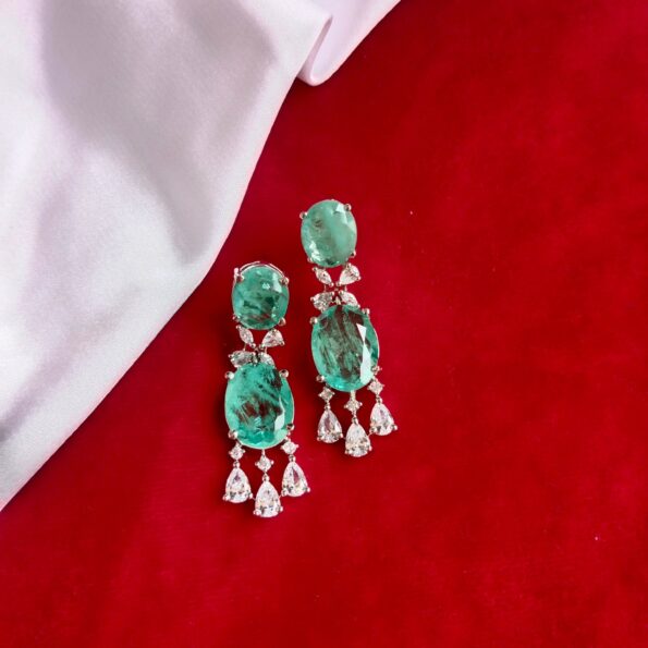 Green Dublet Stone Drop Earrings