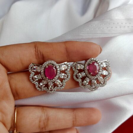 Shimmering Semi Circle AD Earrings