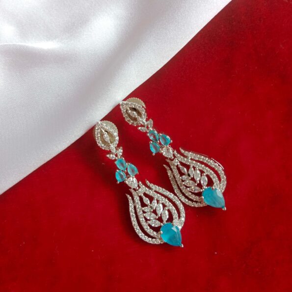 AD and Coloured Stone Drop Earrings