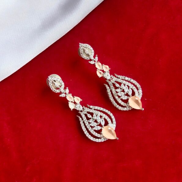 AD and Coloured Stone Drop Earrings