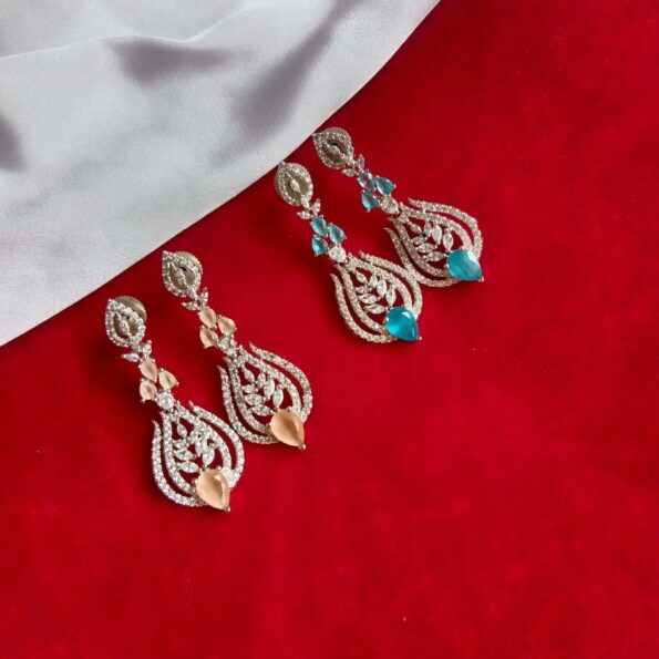 AD and Coloured Stone Drop Earrings
