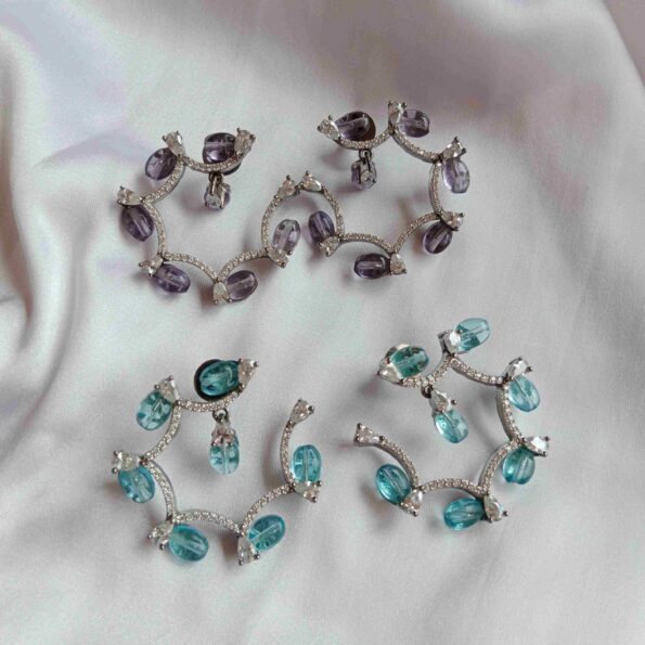 C Shaped AD Earrings with Coloured Bead