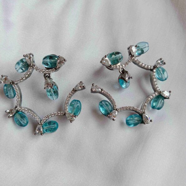 C Shaped AD Earrings with Coloured Bead