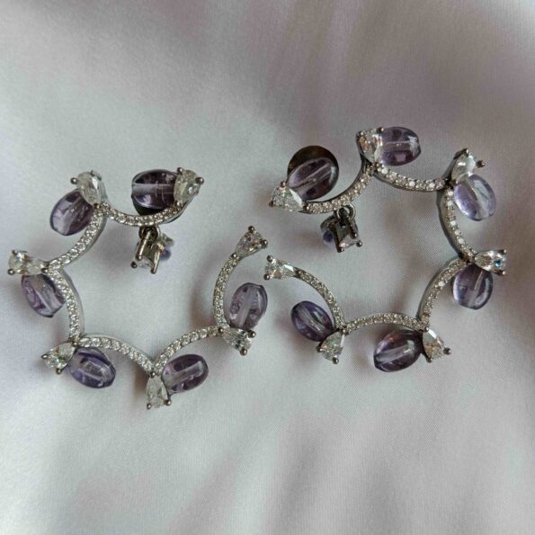 C Shaped AD Earrings with Coloured Bead