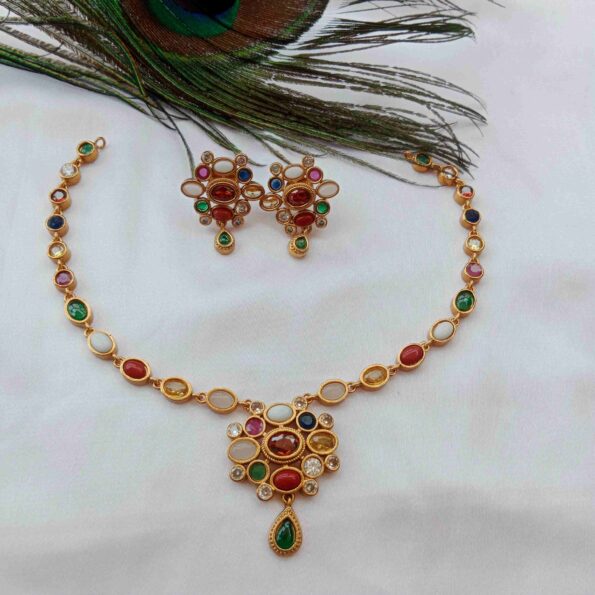 Elegant Navrathna Necklace