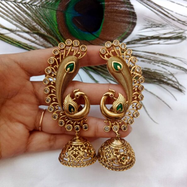 Stylish Peacock Full Ear Jhumkis