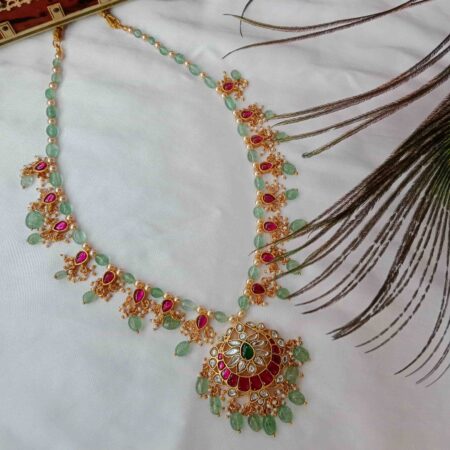 Exquisite Jadau on Aventurine Bead Chain