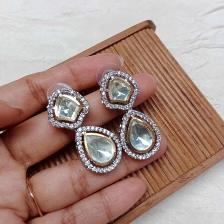 Shimmering Victorian Polki Drop Earrings