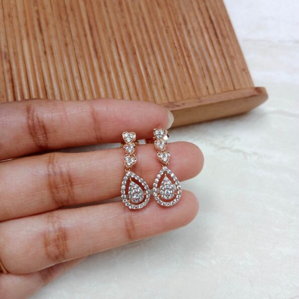 Pretty Rosegold AD Drop Earrings