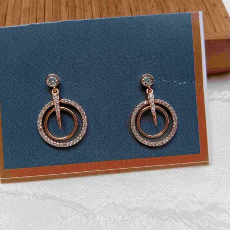 Cute Rosegold Round Drop Earrings