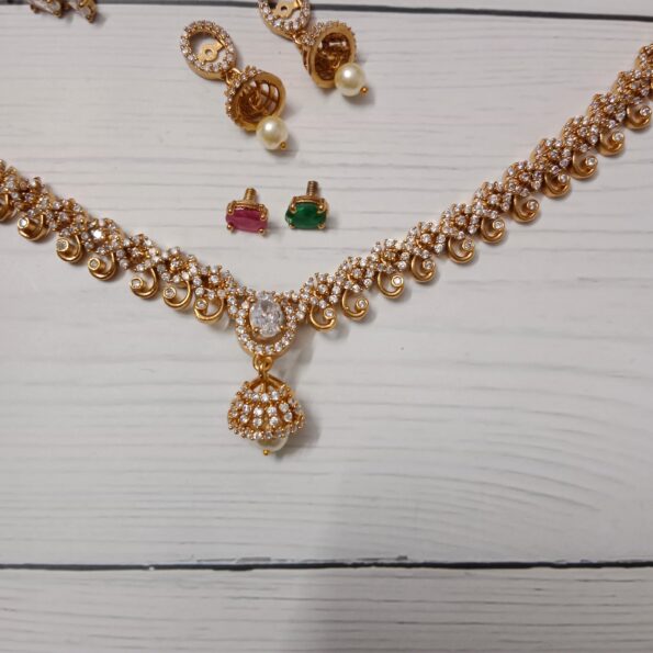 Pretty Colour Changing AD Necklace with Jhumki