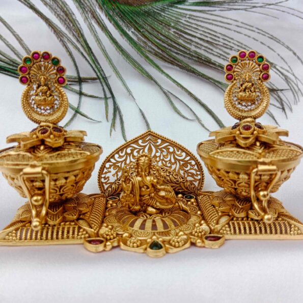 Dual Kumkum Box with Ganesha