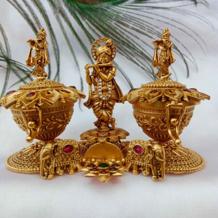 Dual Kumkum Box with Krishna