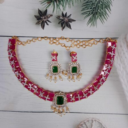 Trending Ruby Neckset with Diamonds