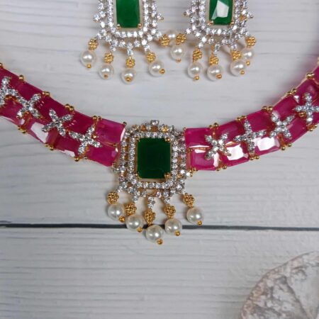 Trending Ruby Neckset with Diamonds