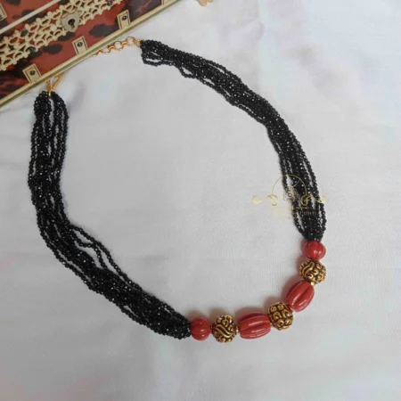 Pretty Black Beads Coral Necklace