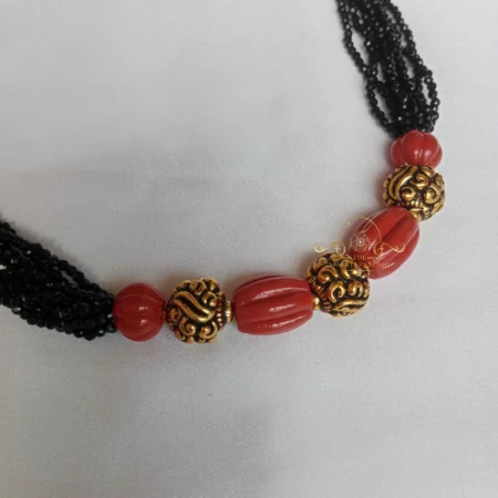 Pretty Black Beads Coral Necklace