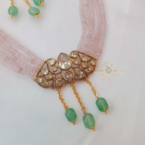 Smart Pink Bead Victorian Necklace