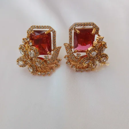 Shimmering Ruby Victorian Earrings