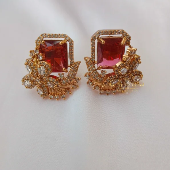 Shimmering Ruby Victorian Earrings