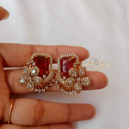 Shimmering Ruby Victorian Earrings