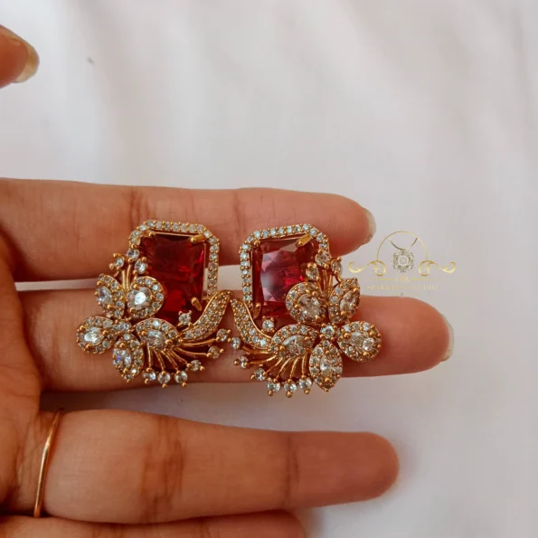 Shimmering Ruby Victorian Earrings