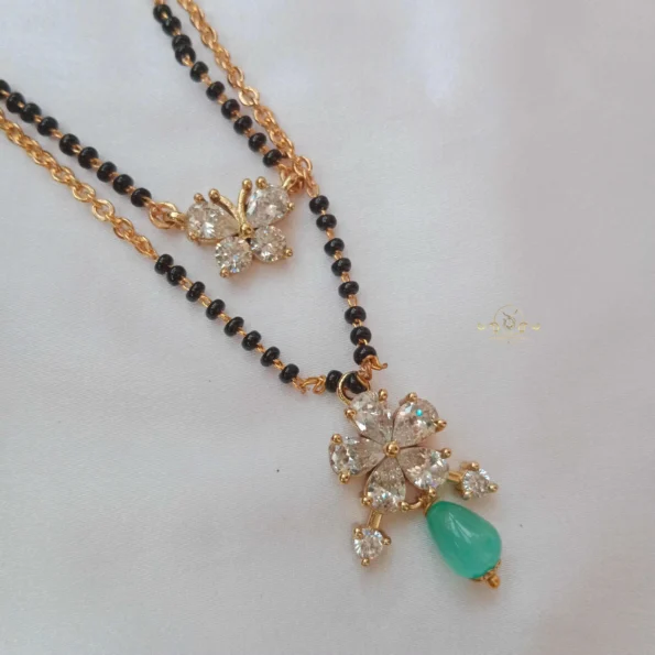 Pretty Two Row Black Bead Chain