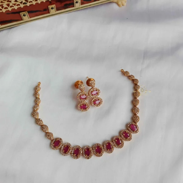Dazzling Coloured Stone and AD Neckset