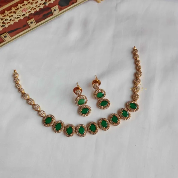 Dazzling Coloured Stone and AD Neckset