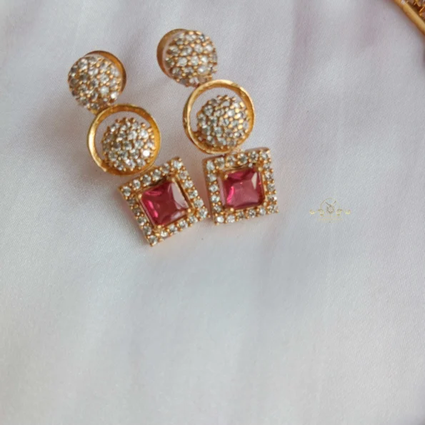 Square Ruby and Round AD Neckset
