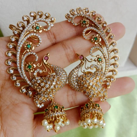 Sparkling Full Ear Peacock Earrings