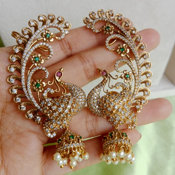 Sparkling Full Ear Peacock Earrings