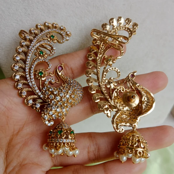 Sparkling Full Ear Peacock Earrings
