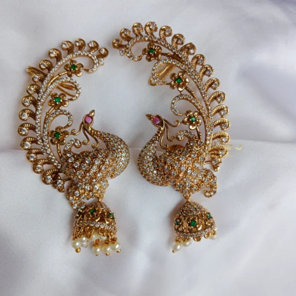 Sparkling Full Ear Peacock Earrings