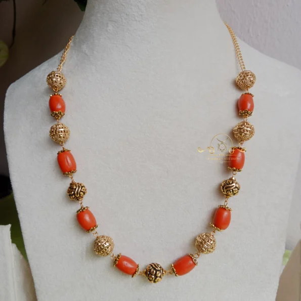 Coral and Antique Bead Necklace