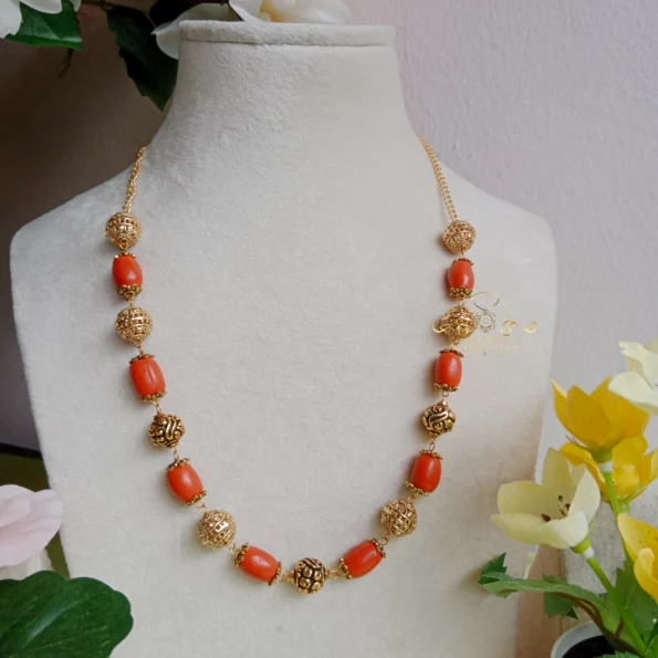 Coral and Antique Bead Necklace