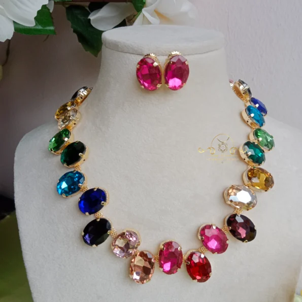 Glittering Colour Stone Neckset