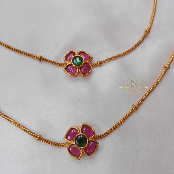 Red Stone Flower Anklets