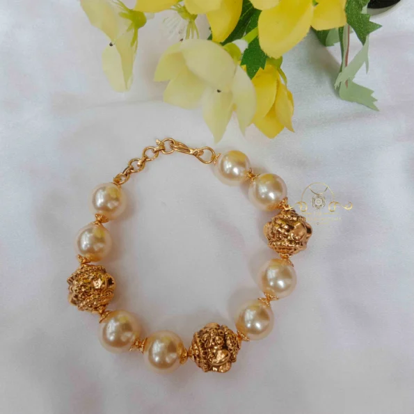 Adjustable Pearl and Antique Bead Bracelet