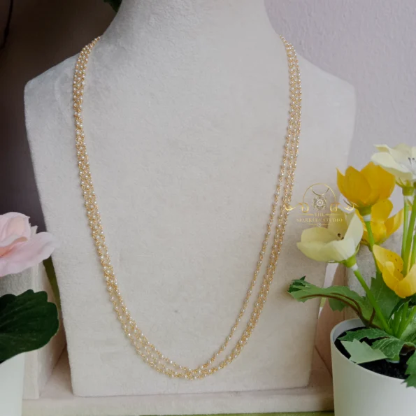 Long 3 Line Round Pearl Chain