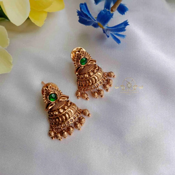 Pretty Green Stone with Half Jhumki Down