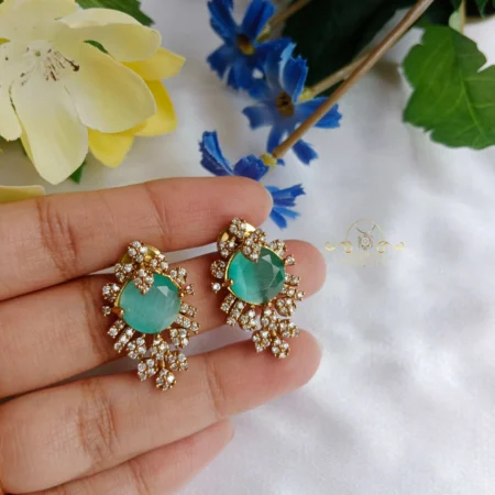 Pastel Green Stone AD Earrings
