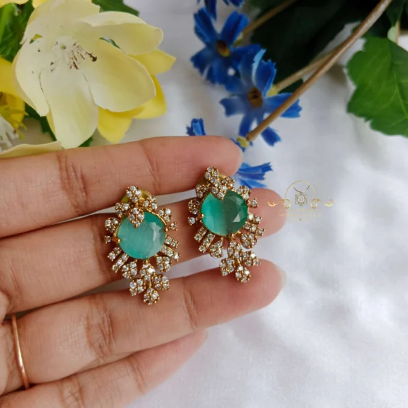 Pastel Green Stone AD Earrings
