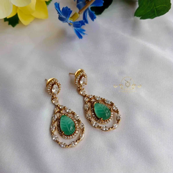 Victorian Green Stone Drop Earrings