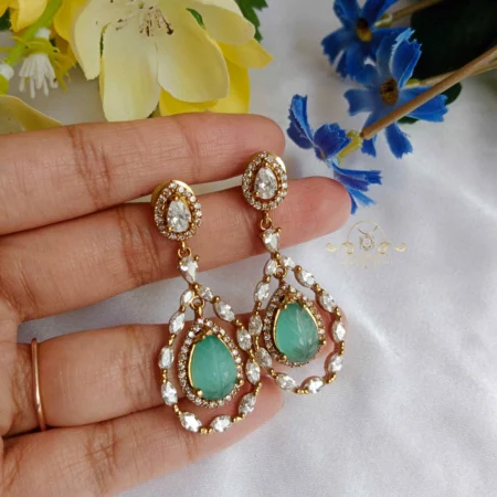 Victorian Green Stone Drop Earrings