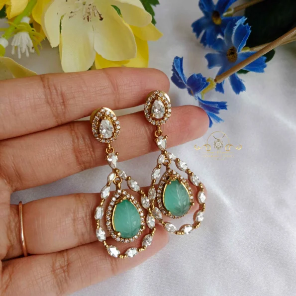 Victorian Green Stone Drop Earrings