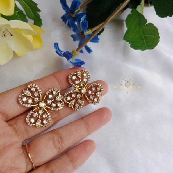 Tri Heart Flower Earrings