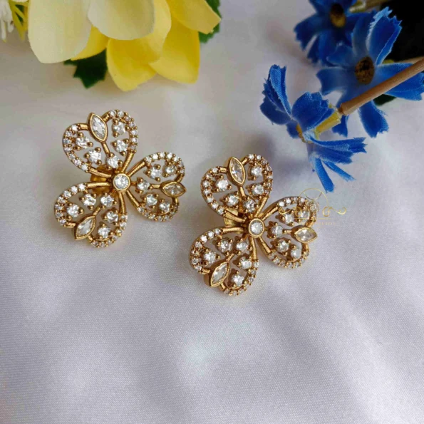 Tri Heart Flower Earrings