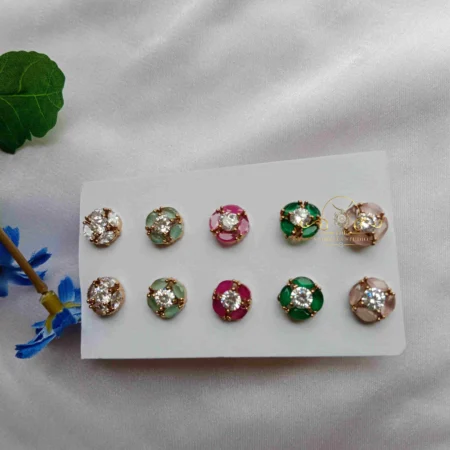 Coloured Stone Square Stud