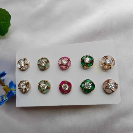 Coloured Stone Square Stud